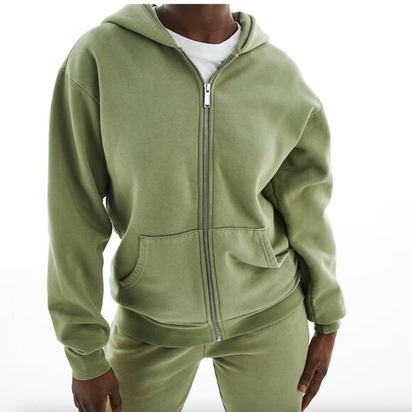 Aritzia Hoodie & The Super Puff Super Fleece Zip Up Hoodie Tan Size Small - Picture 2 of 8